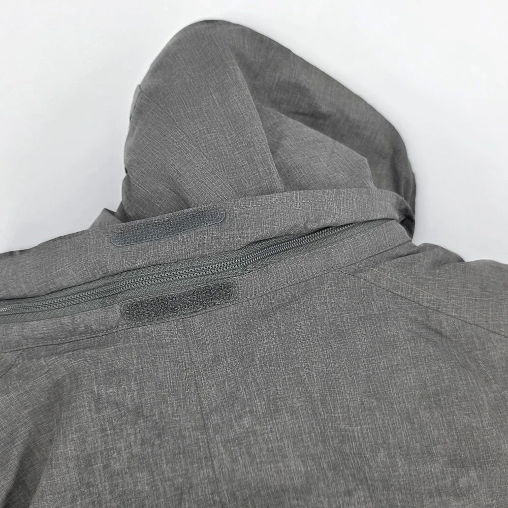 REI Co-op Hooded Rain Jacket Coat Removable Hood Water Repellent Gray Womens Med